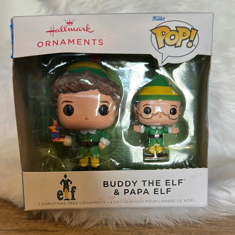 Hallmark Buddy &‎ Papa Elf Ornaments in Green and Yellow